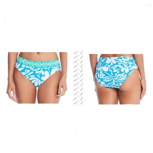 Bleu Rod Beattie Turquoise & White Floral Bikini Bottom Size 14
